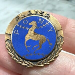 Vintage Pony League Baseball Player Blue Enamel Copper Screwback Hat Pin Lapel